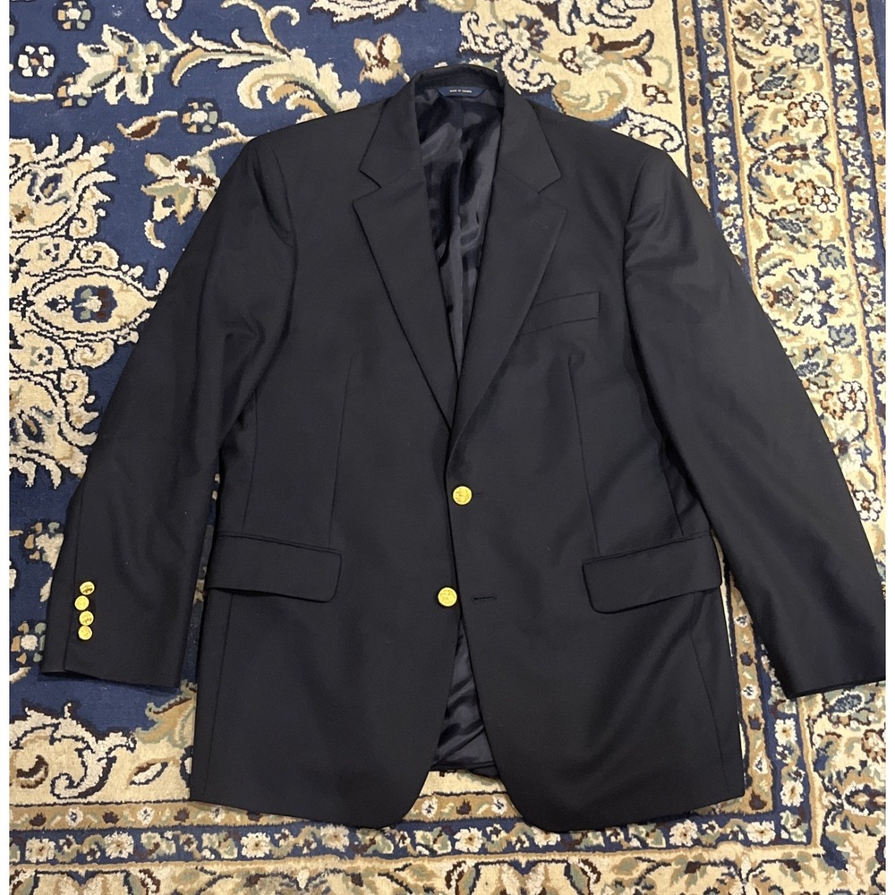 Brooks Brothers Brooksease Navy Loro Piana Wool Blazer Gold Buttons 41R Canada
